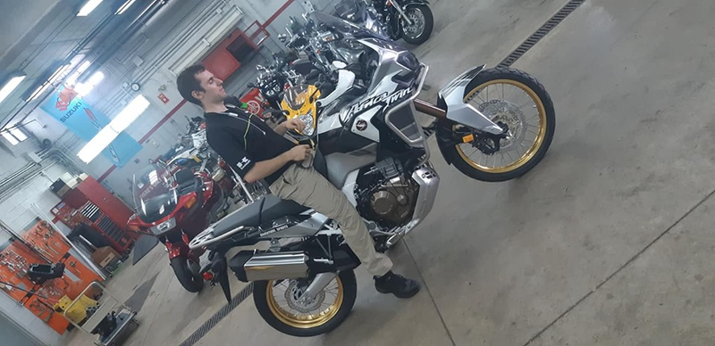 Illustration for article titled This is me sitting on an Africa Twin Adventure sports